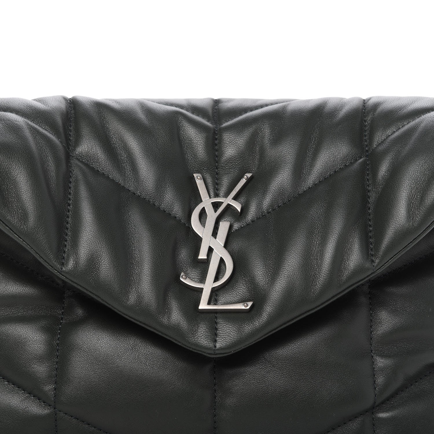 Saint Laurent Lambskin Quilted Small Loulou Puffer Monogram Chain Satchel Dark Green 10 of 10