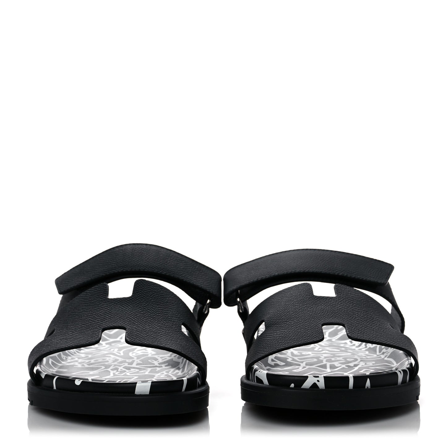 Epsom Calfskin Graff Hermes Mens Chypre Sandals 41 Black