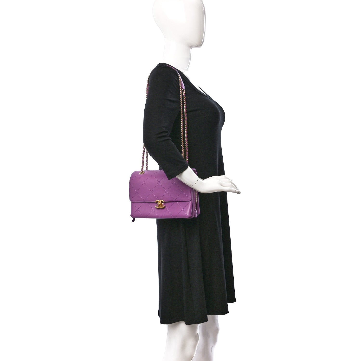 Chanel Lambskin Sleek And Chic Flap Purple 2 of 8