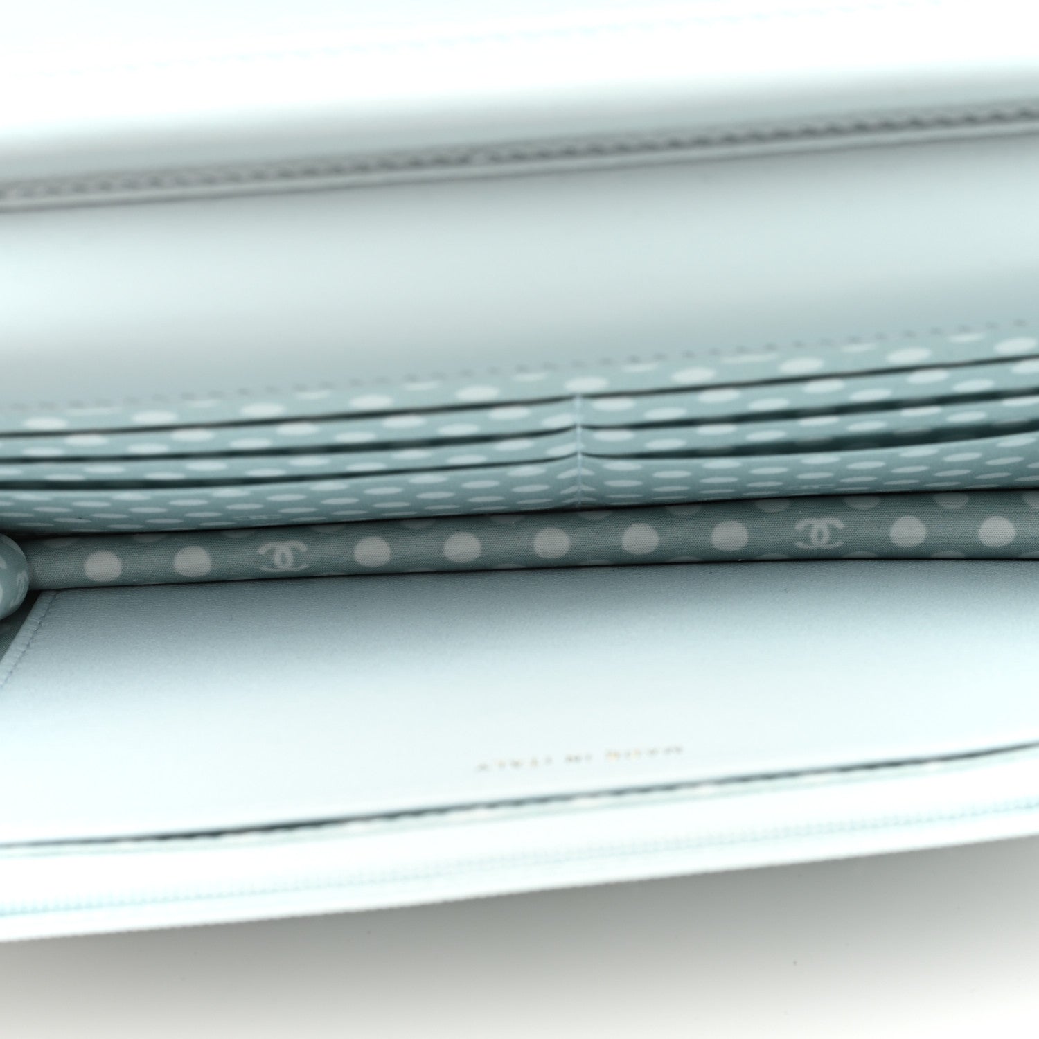 Chanel Lambskin Quilted Pearl CC Wallet on Chain WOC Light Blue 5 of 11