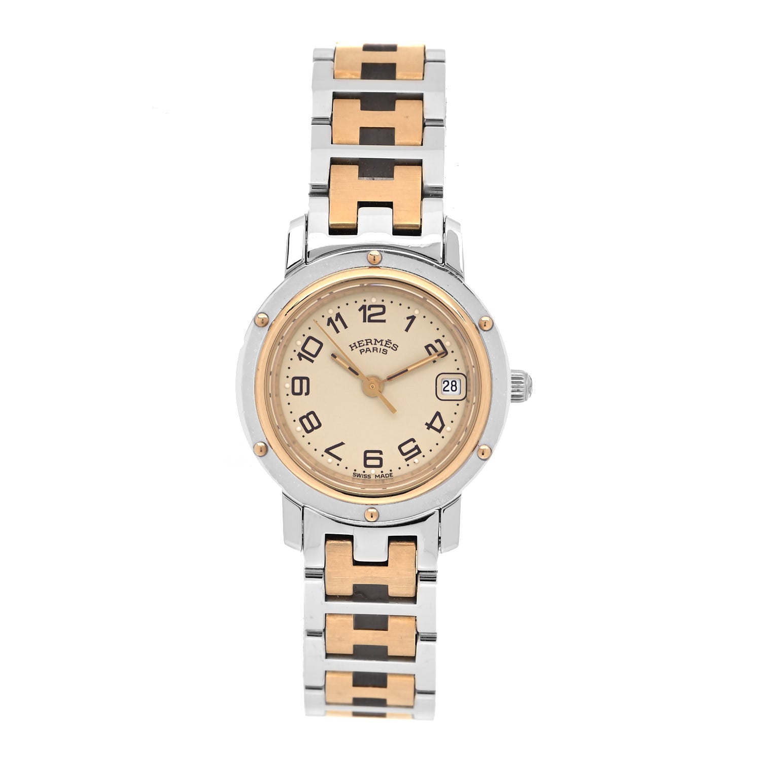 Hermes Stainless Steel 24mm Clipper Quartz Watch Gold 1 of 5