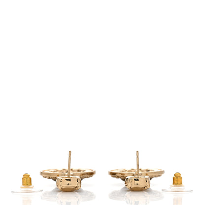 Chanel Resin Metal CC Round Drop Earrings Iridescent Green Gold 3 of 4