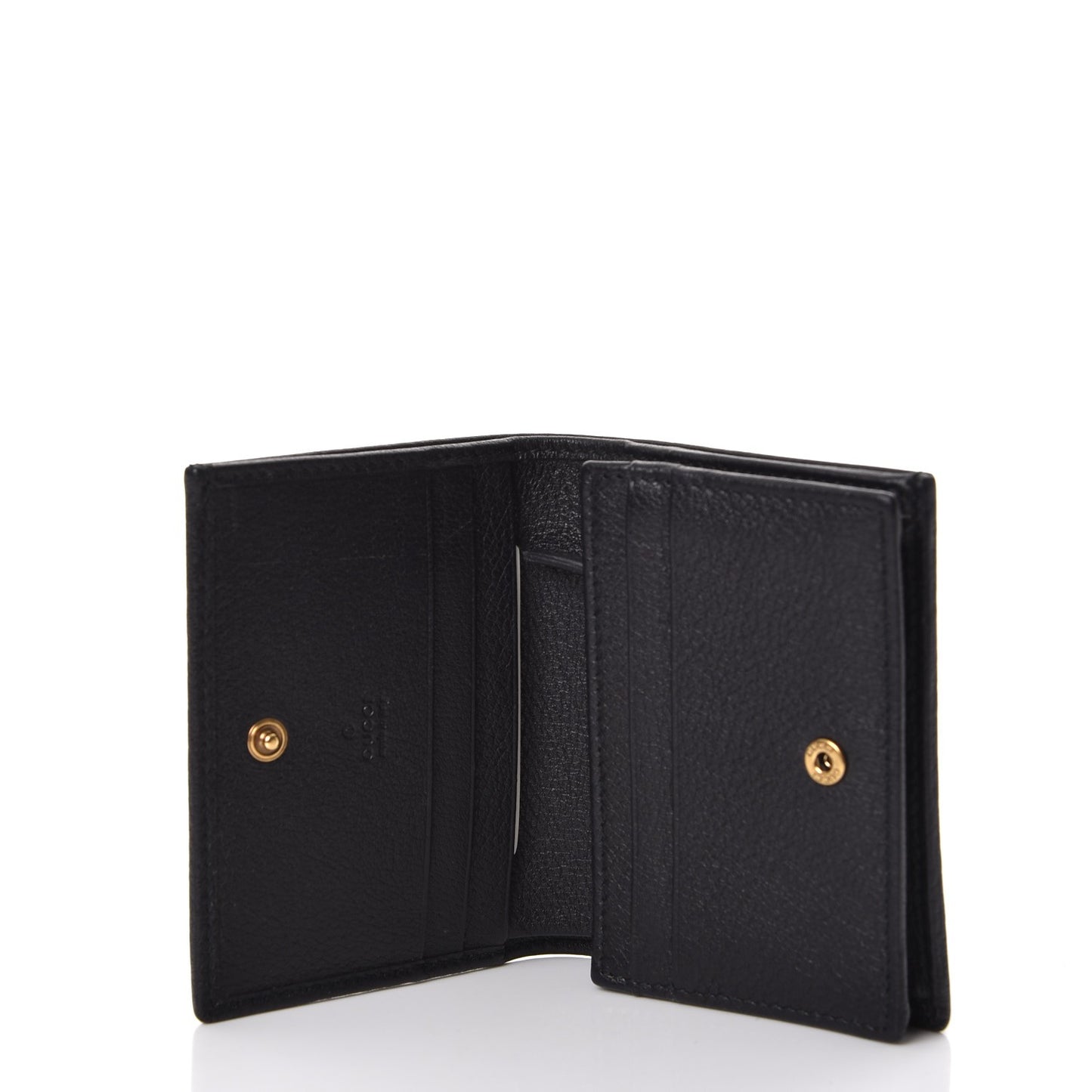 Calfskin Crystal Double G Card Case Black