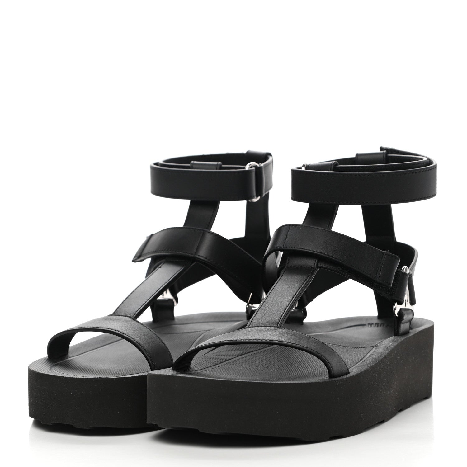 Hermes Calfskin Womens Enid Sandals 38 Black 3 of 10
