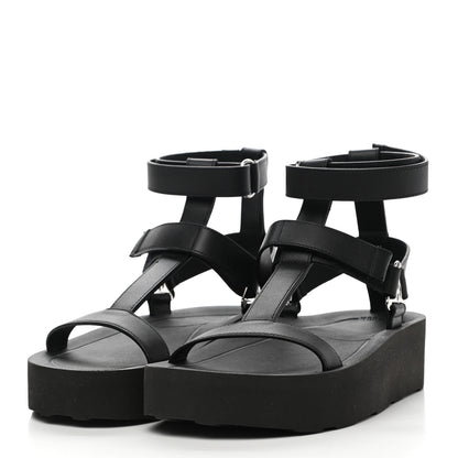 Hermes Calfskin Womens Enid Sandals 38 Black 3 of 10