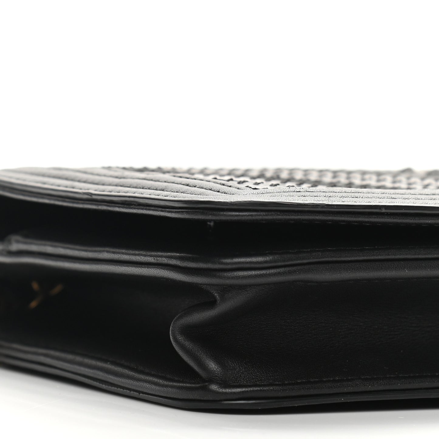 Calfskin Caviar Chevron Quilted Mixed Boy Wallet On Chain WOC Black