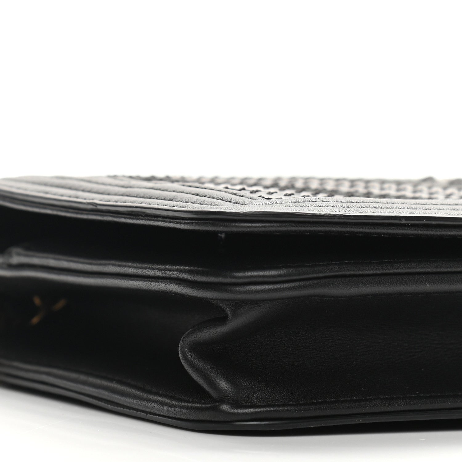 Chanel Calfskin Caviar Chevron Quilted Mixed Boy Wallet On Chain WOC Black 8 of 12