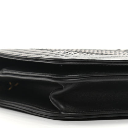 Chanel Calfskin Caviar Chevron Quilted Mixed Boy Wallet On Chain WOC Black 8 of 12