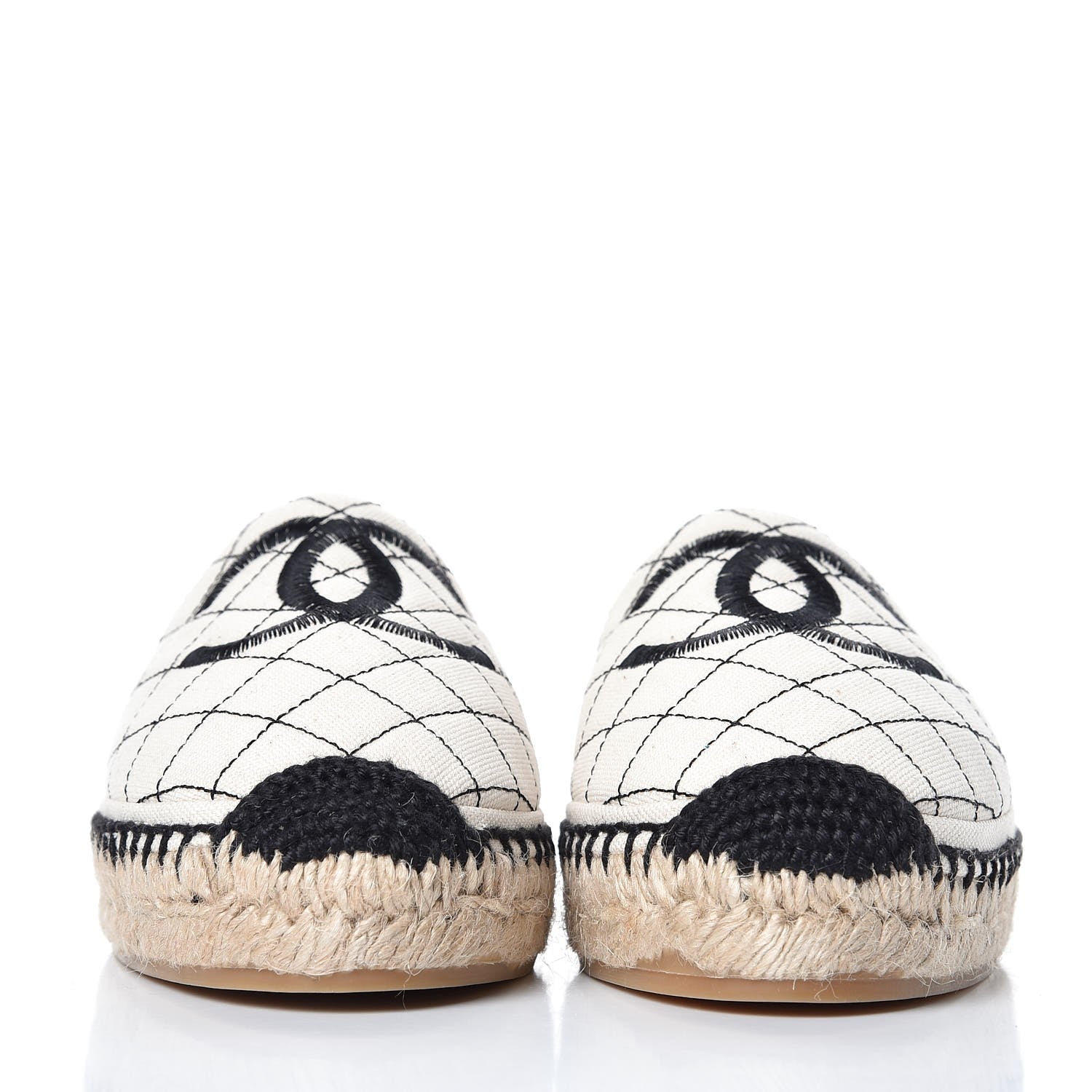 Chanel Fabric Biarritz CC Espadrilles 39 Beige Black 2 of 12