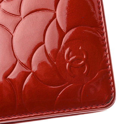 Chanel Patent Camellia Embossed Yen Wallet Red 9 of 9