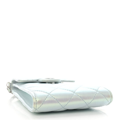 Chanel Iridescent Lambskin Quilted CC Phone Holder Blue 4 of 11