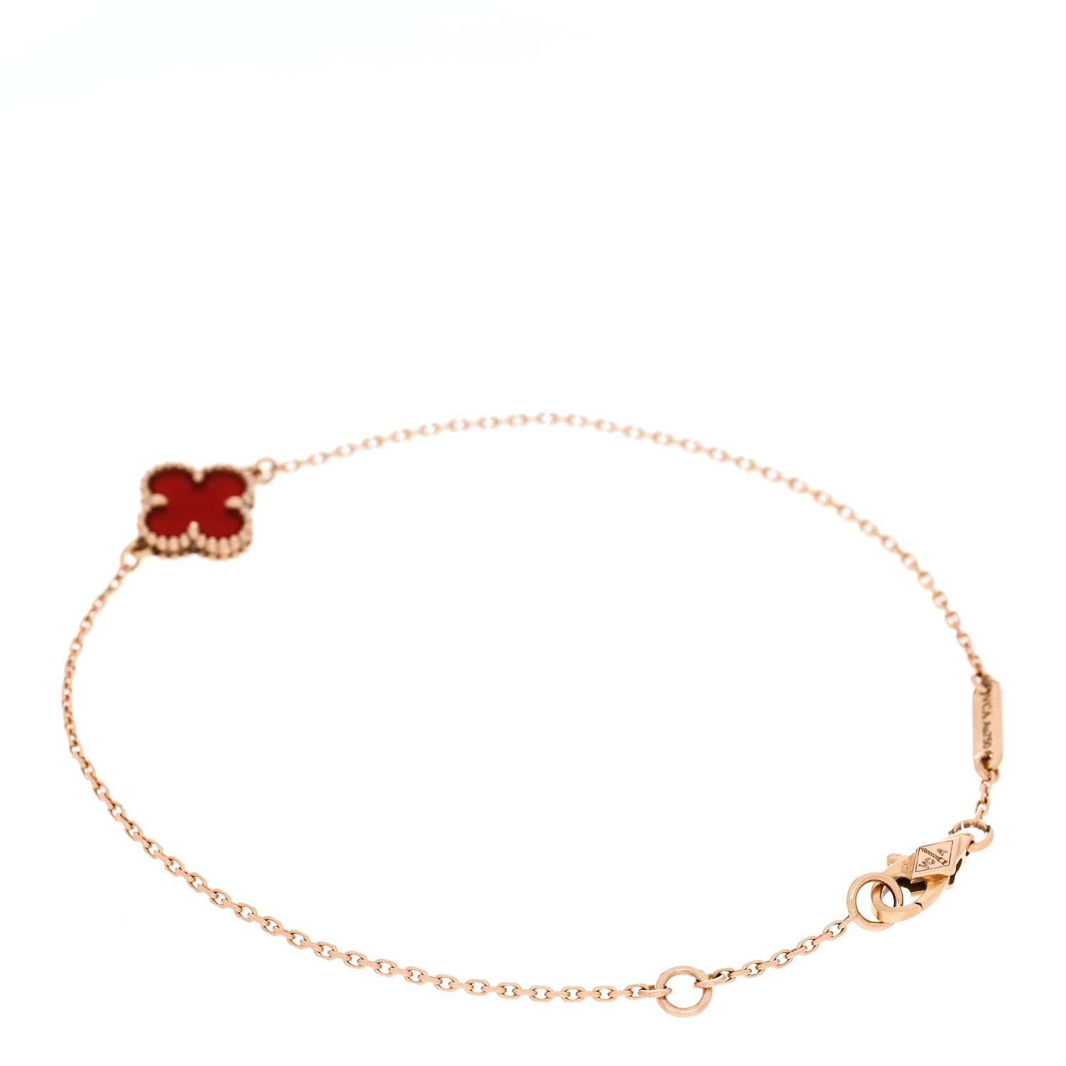 Van Cleef & Arpels 18K Rose Gold Carnelian Sweet Alhambra Bracelet 2 of 5