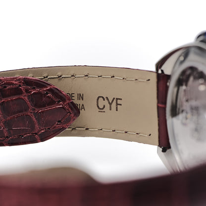 Cartier Stainless Steel Alligator 35mm Cle De Cartier Automatic Watch Burgundy 6 of 8