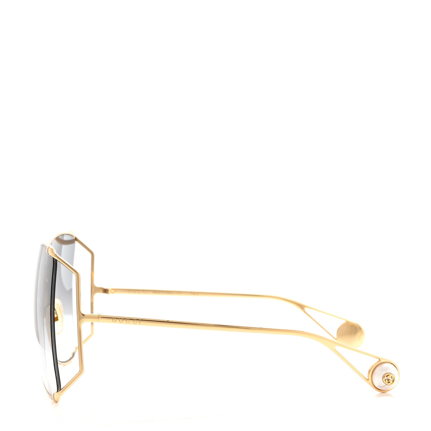 Oversized Round Sunglasses GG0252S Gold Brown