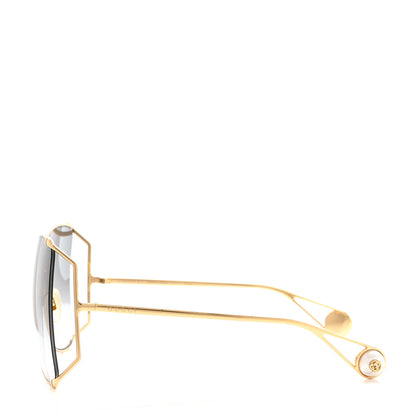 Gucci Oversized Round Sunglasses GG0252S Gold Brown 3 of 9
