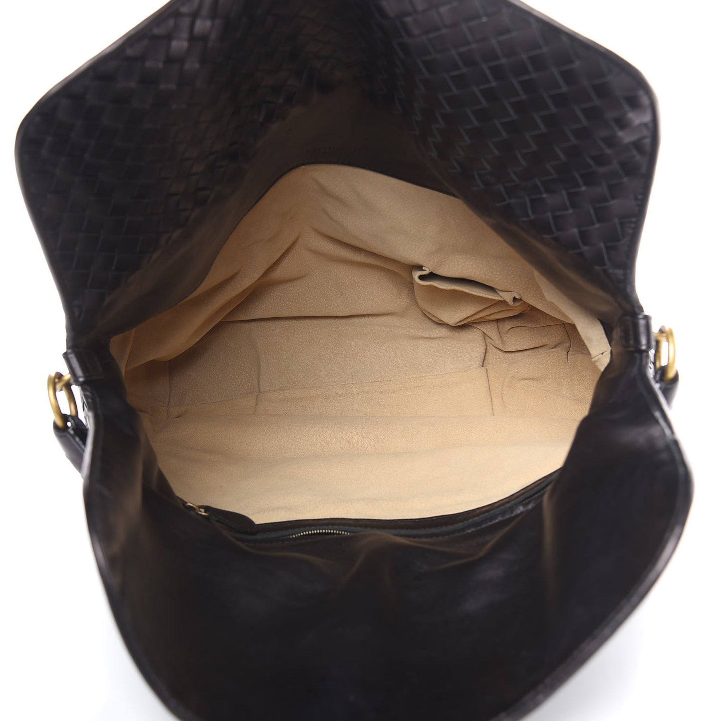 Nappa Intrecciato Flap Shoulder Bag Black
