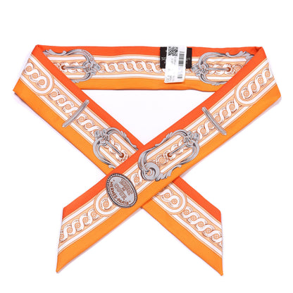 Hermes Silk Bride De Cour Twilly Vermillon Orange 1 of 4