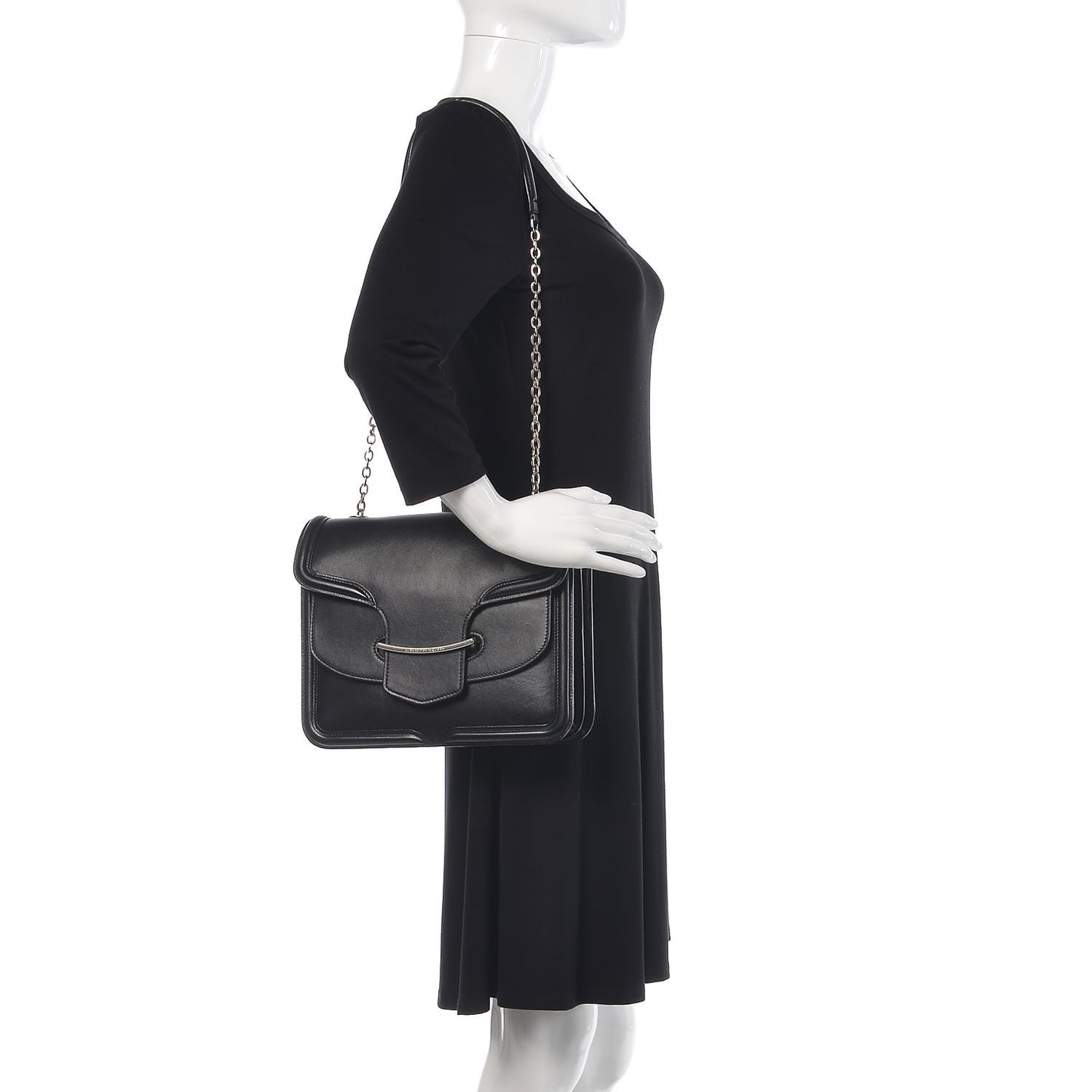 Calfskin Heroine Chain Satchel Black