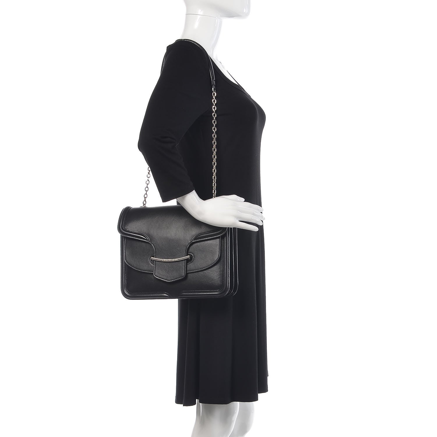 Alexander McQueen Calfskin Heroine Chain Satchel Black 2 of 18