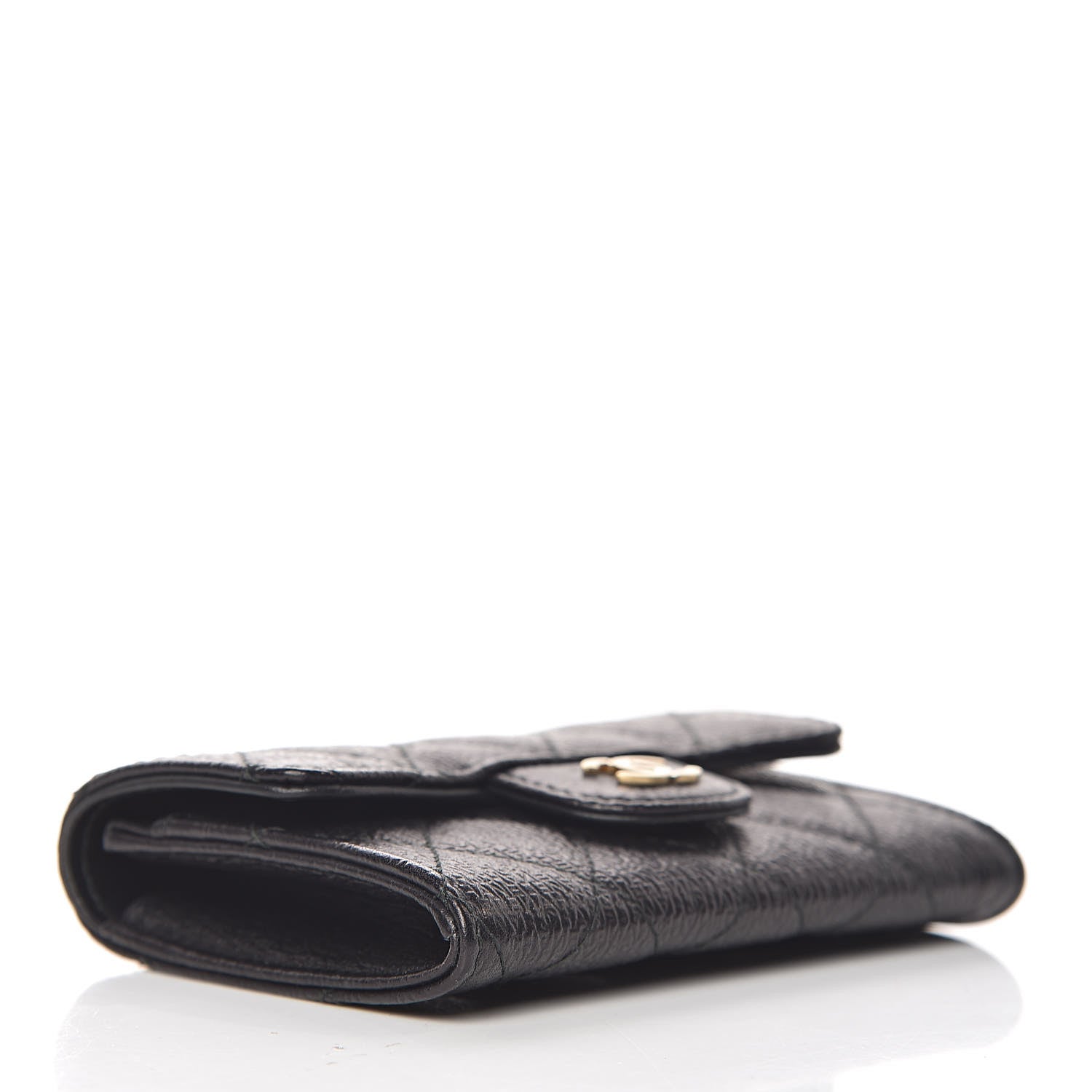 Chanel Logo Calfskin Embossed Quilted Flap Card Holder Black 4 of 9