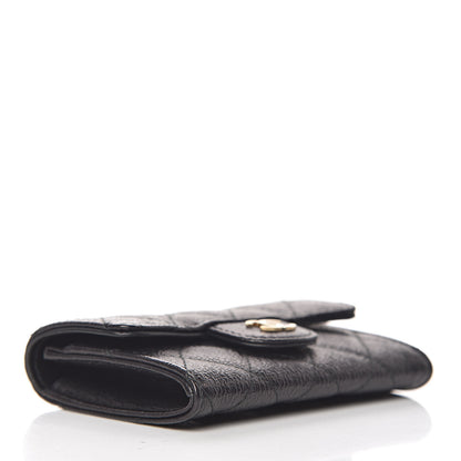 Chanel Logo Calfskin Embossed Quilted Flap Card Holder Black 4 of 9