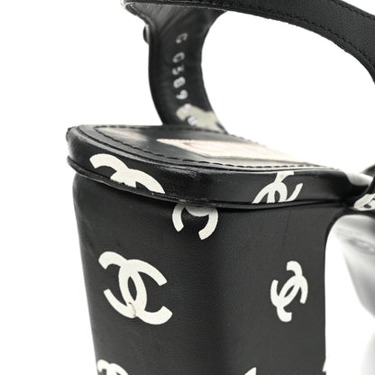 Chanel Printed Lambskin CC Platform Sandals 38 Black White 14 of 15
