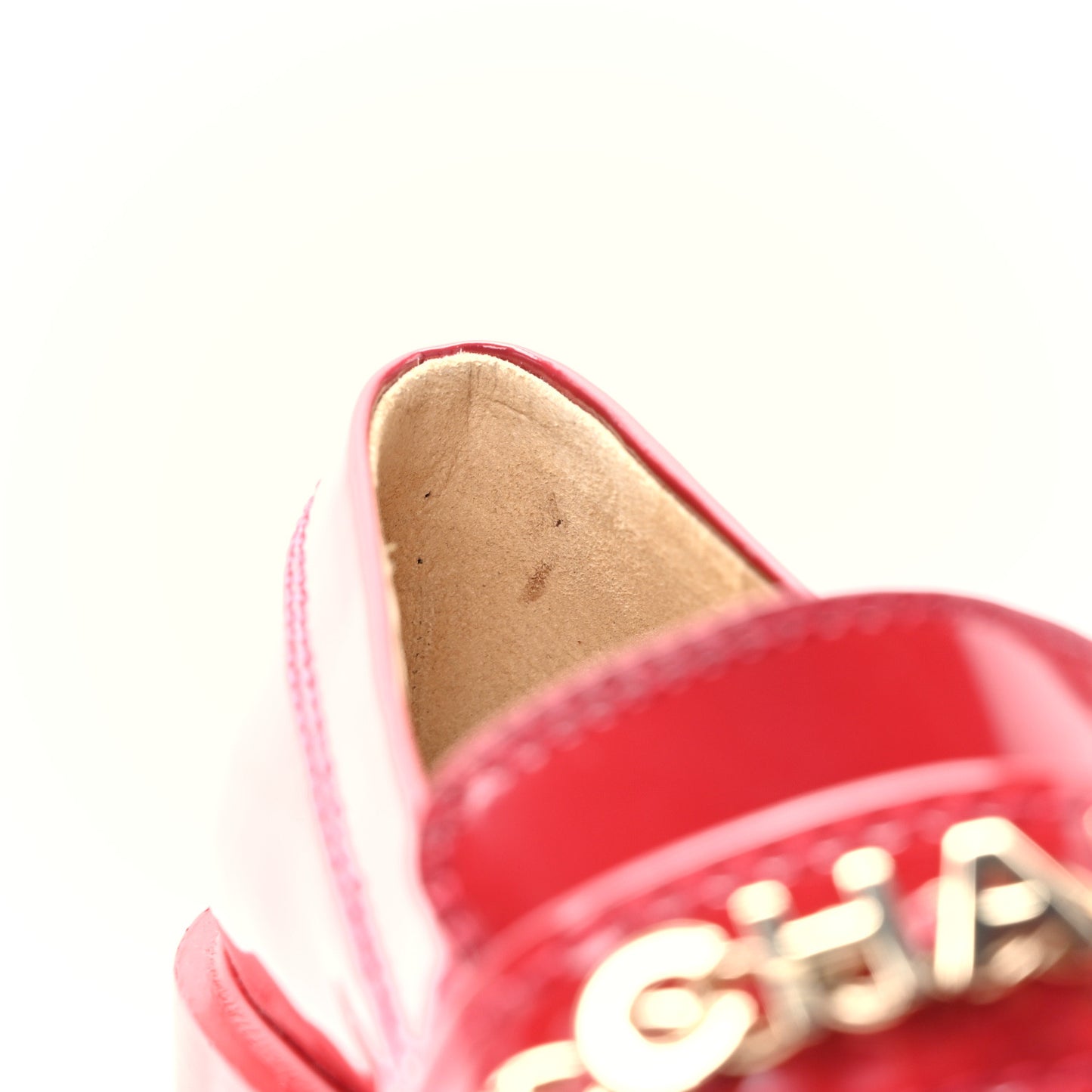 Shiny Calfskin Logo Loafers 35.5 Red
