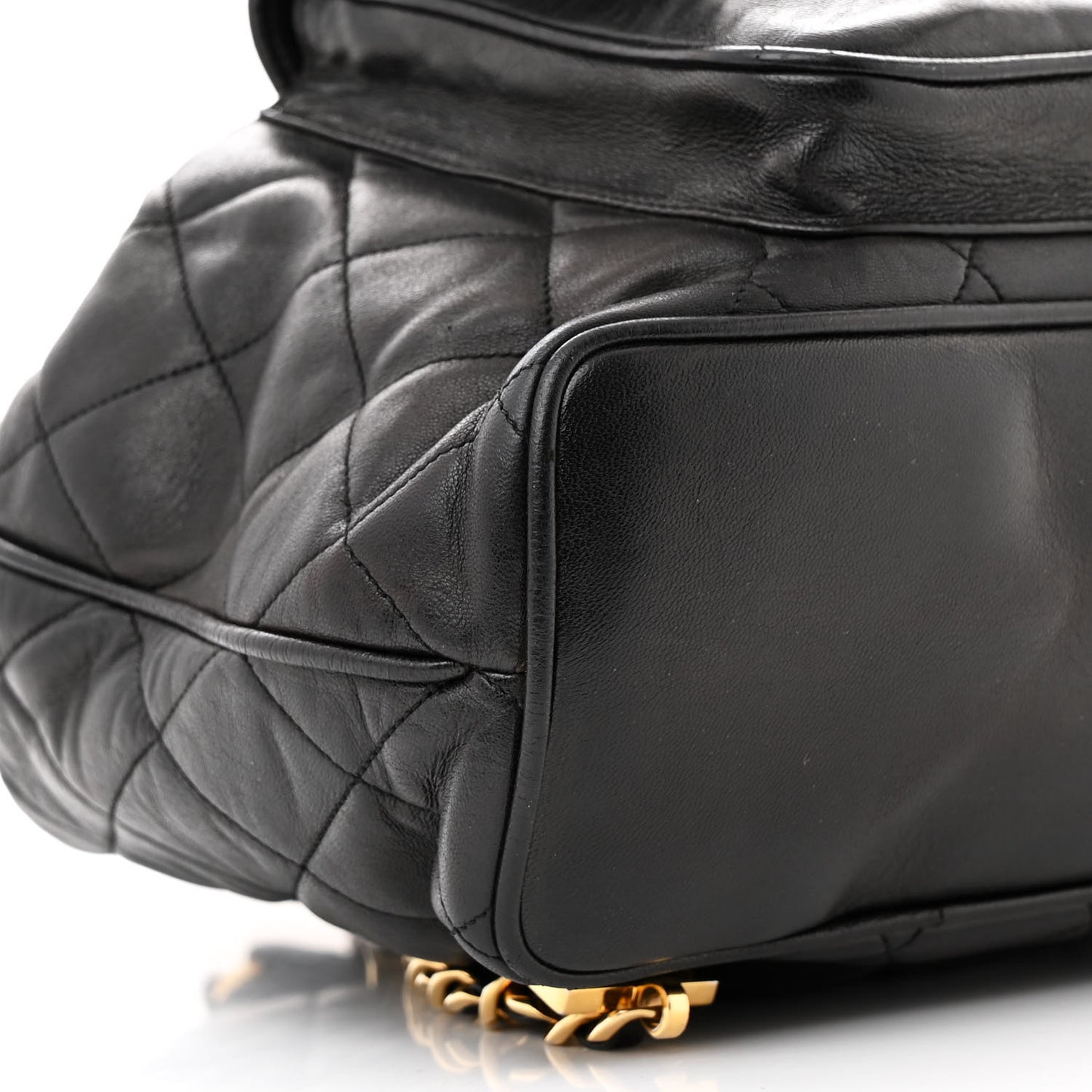 Lambskin Quilted Drawstring Backpack Black