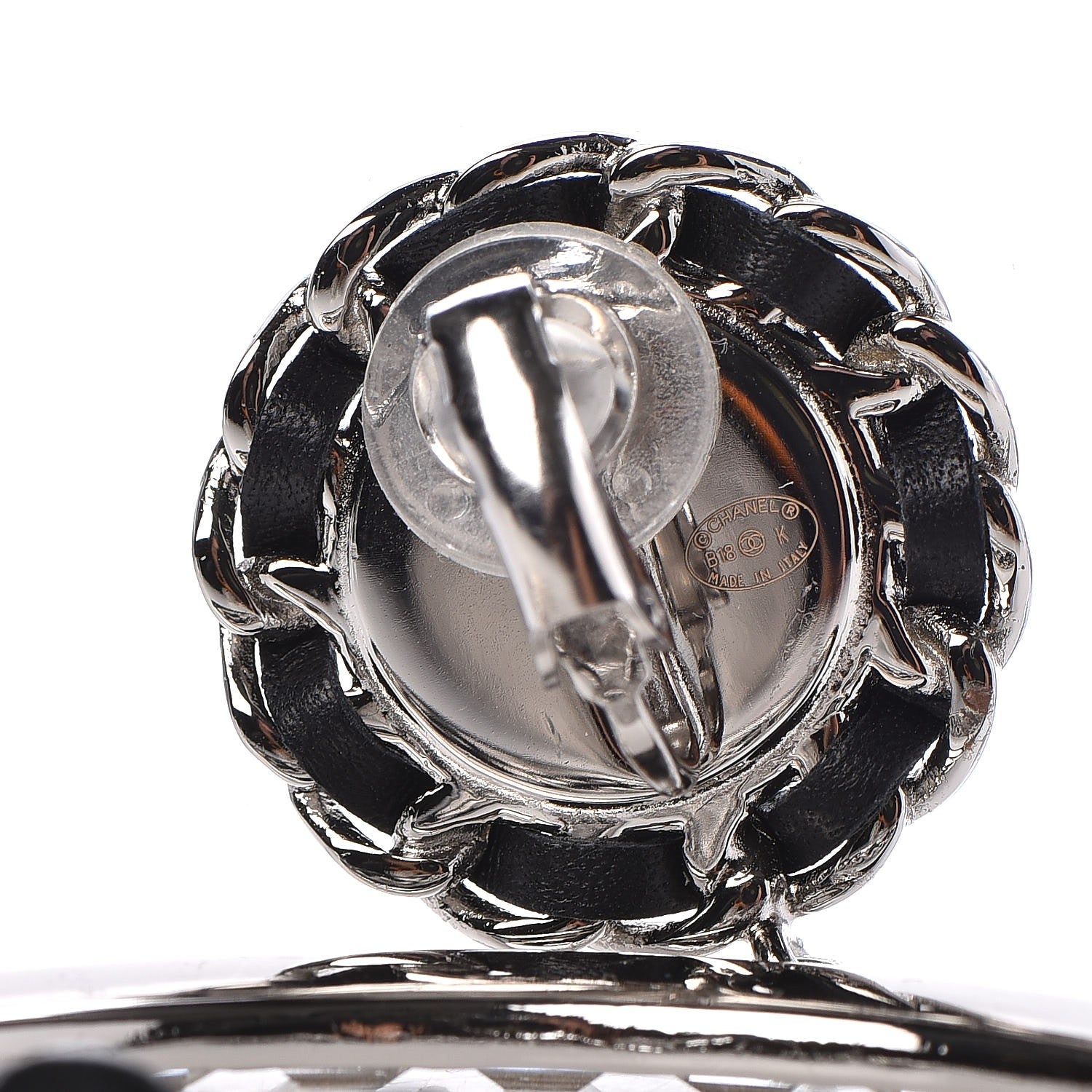 Chanel Baguette Crystal CC Hoop Earrings Silver 3 of 4