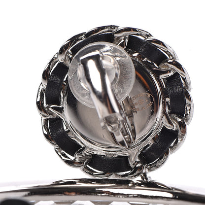Chanel Baguette Crystal CC Hoop Earrings Silver 3 of 4