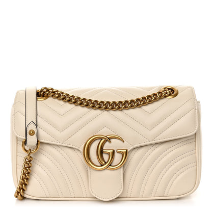 Gucci Calfskin Matelasse Small GG Marmont Shoulder Bag White 1 of 10