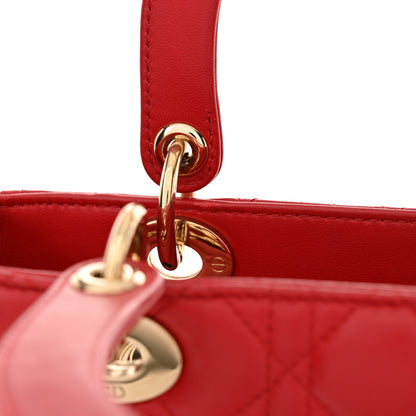 Christian Dior Lambskin Cannage Medium Lady Dior Red 14 of 15