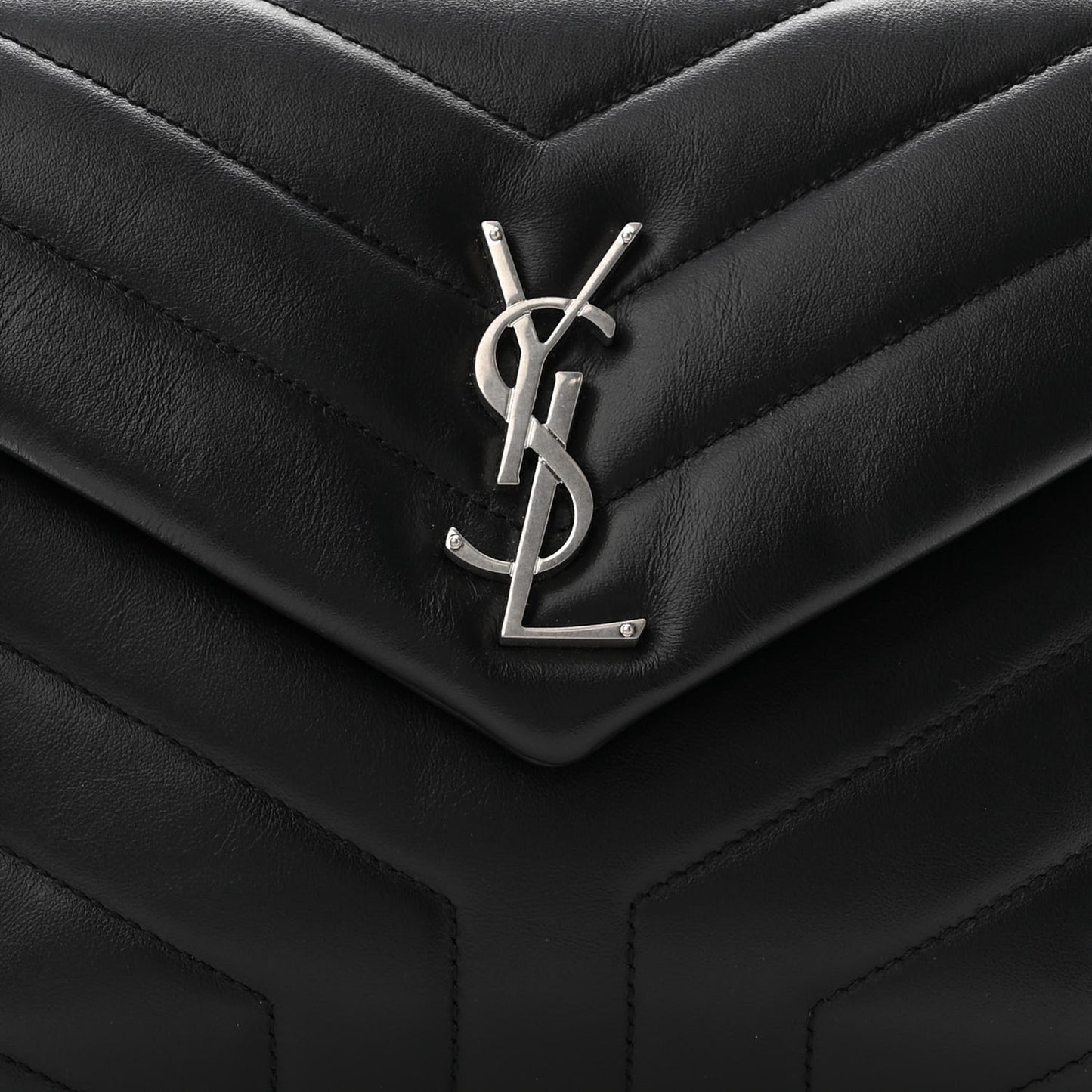 Calfskin Y Quilted Monogram Small Loulou Chain Satchel Black