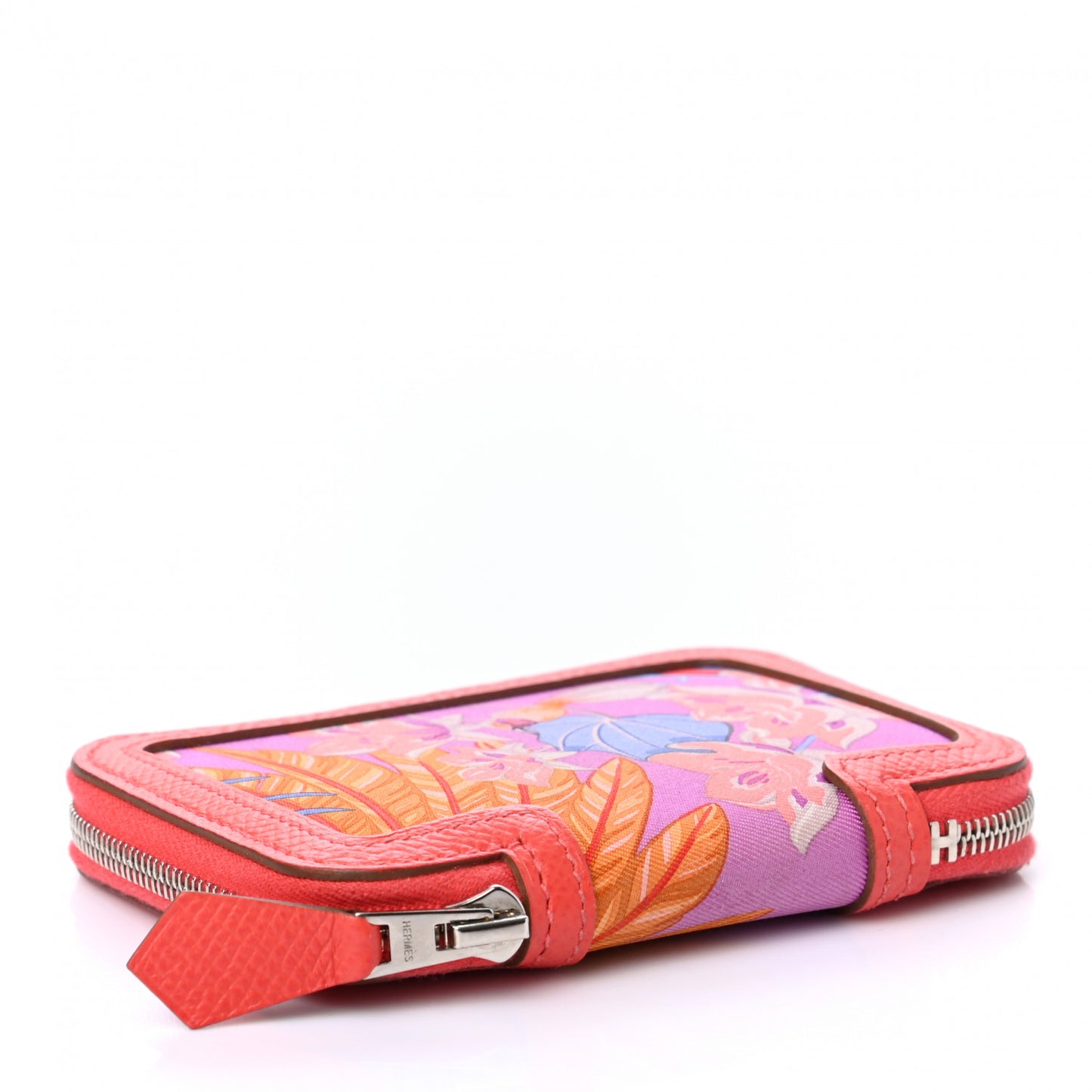 Epsom Printed Silk Flamingo Party Soie-Cool Compact Wallet Rose Jaipur
