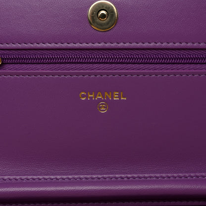 Chanel Lambskin Quilted Wallet On Chain WOC Purple 6 of 15