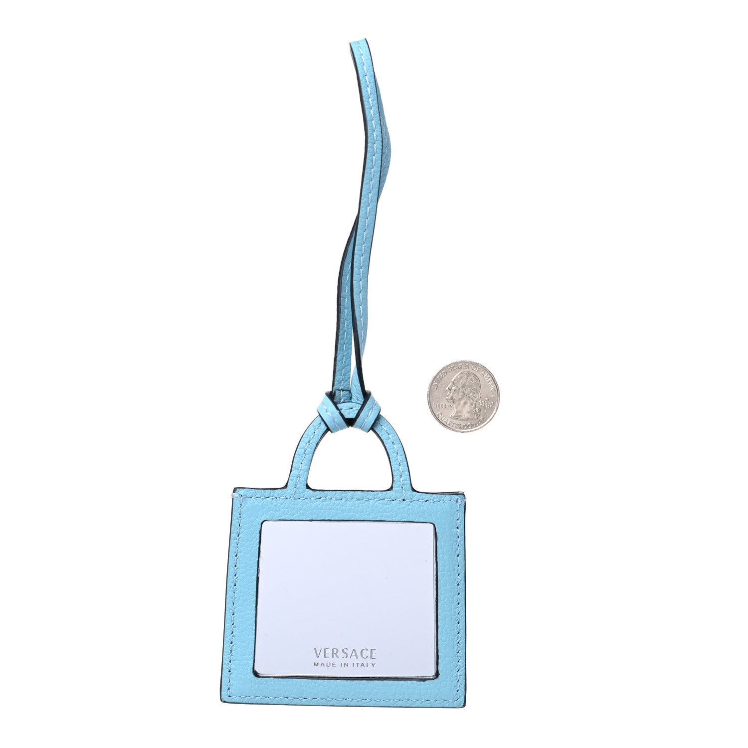 Versace Grained Calfskin La Medusa Mirror Bag Charm Blue 2 of 5