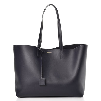 Saint Laurent Calfskin Large Shopping Tote Deep Marine 1 of 9
