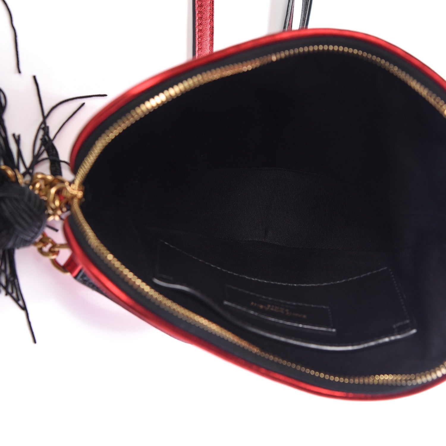 Saint Laurent Metallic Calfskin Heart Monogram Crossbody Black Rouge 5 of 9