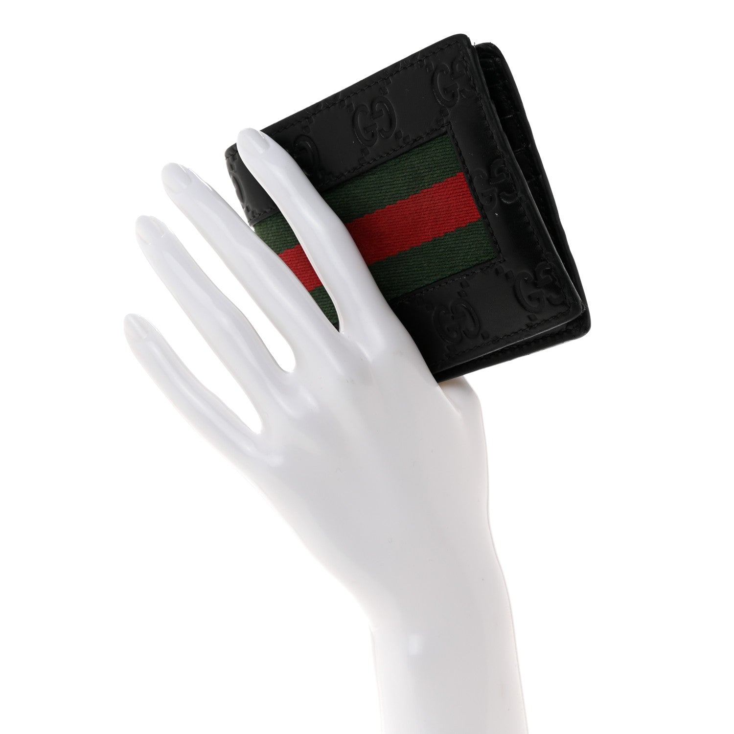 Gucci Guccissima Signature Web New Web Bi-Fold Coin Wallet Black 2 of 7
