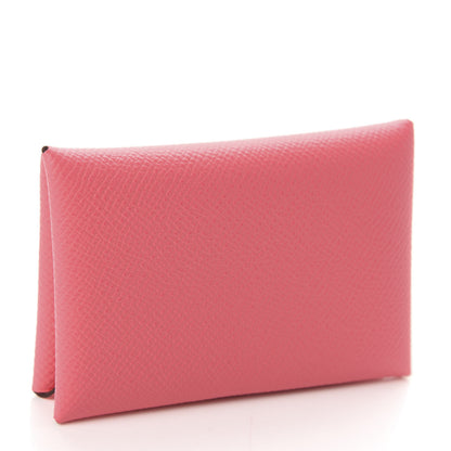 Hermes Epsom Calvi Card Case Rose Azalee 3 of 7