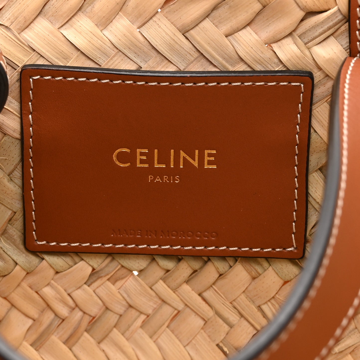 Raffia Calfskin Triomphe Teen Panier Tan