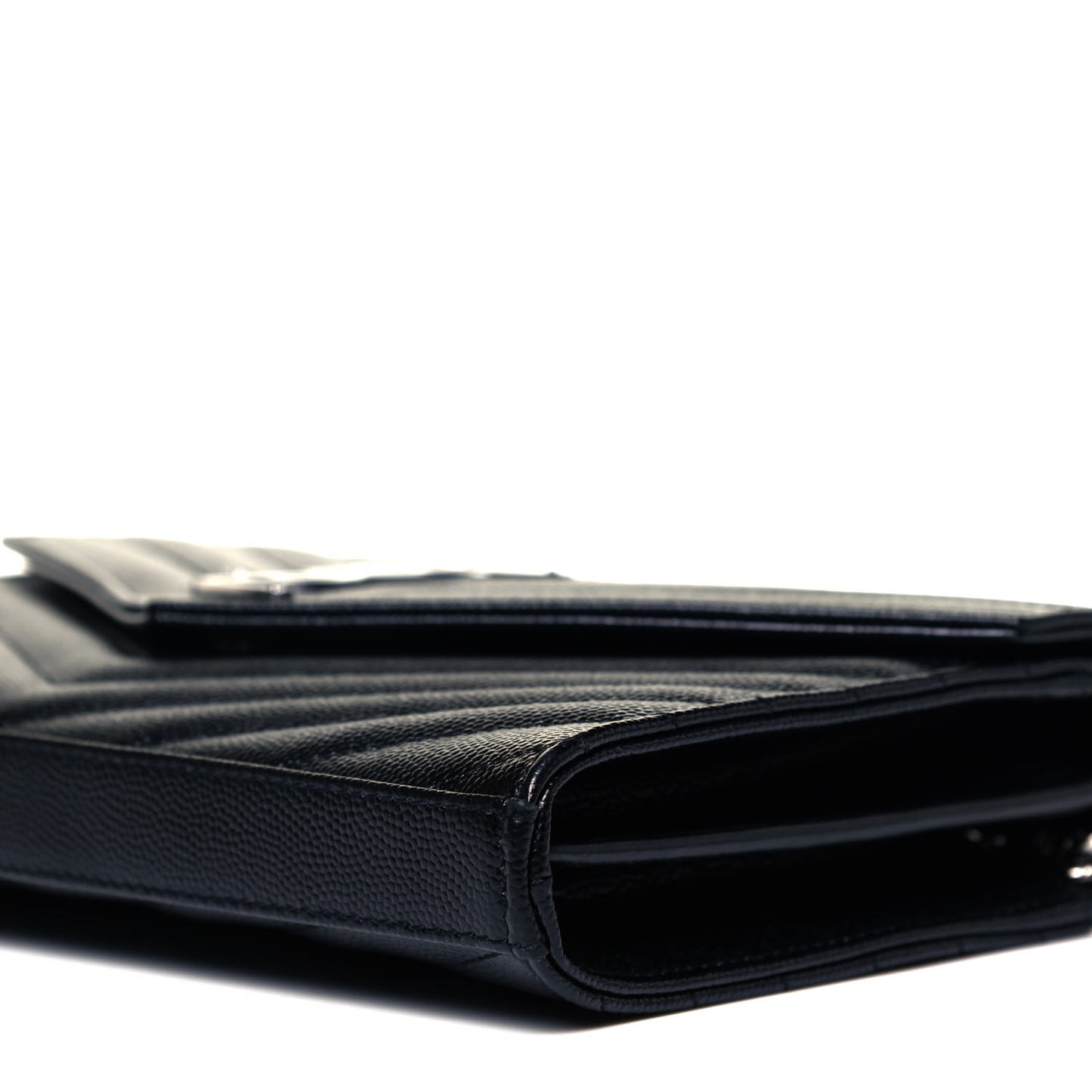 Grain De Poudre Matelasse Chevron Monogram Chain Wallet Black