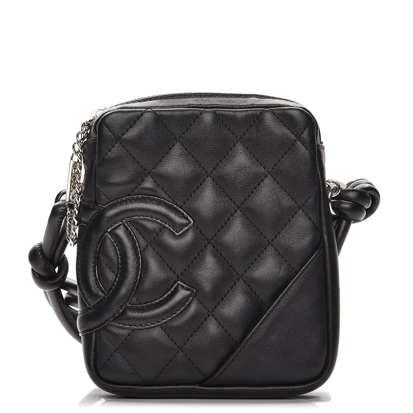Calfskin Quilted Small Cambon Messenger Black