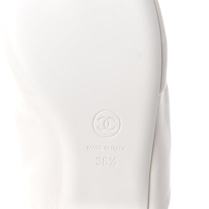 Chanel Lambskin Pearl Bow CC Flat Sandals 36.5 White 6 of 9