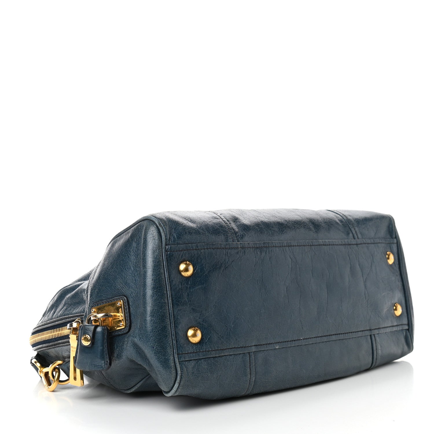 Prada Vitello Shine Shopping Satchel Denim 4 of 12
