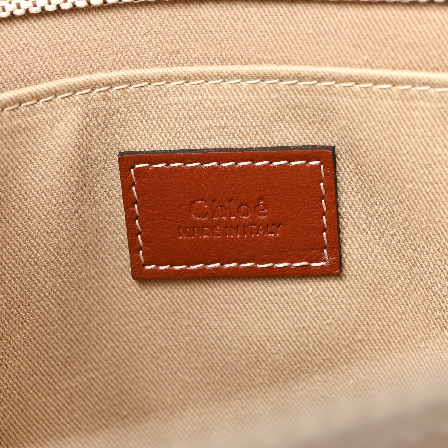 Chloe Cotton Calfskin Medium Woody Ribbon Tote White Brown 6 of 10