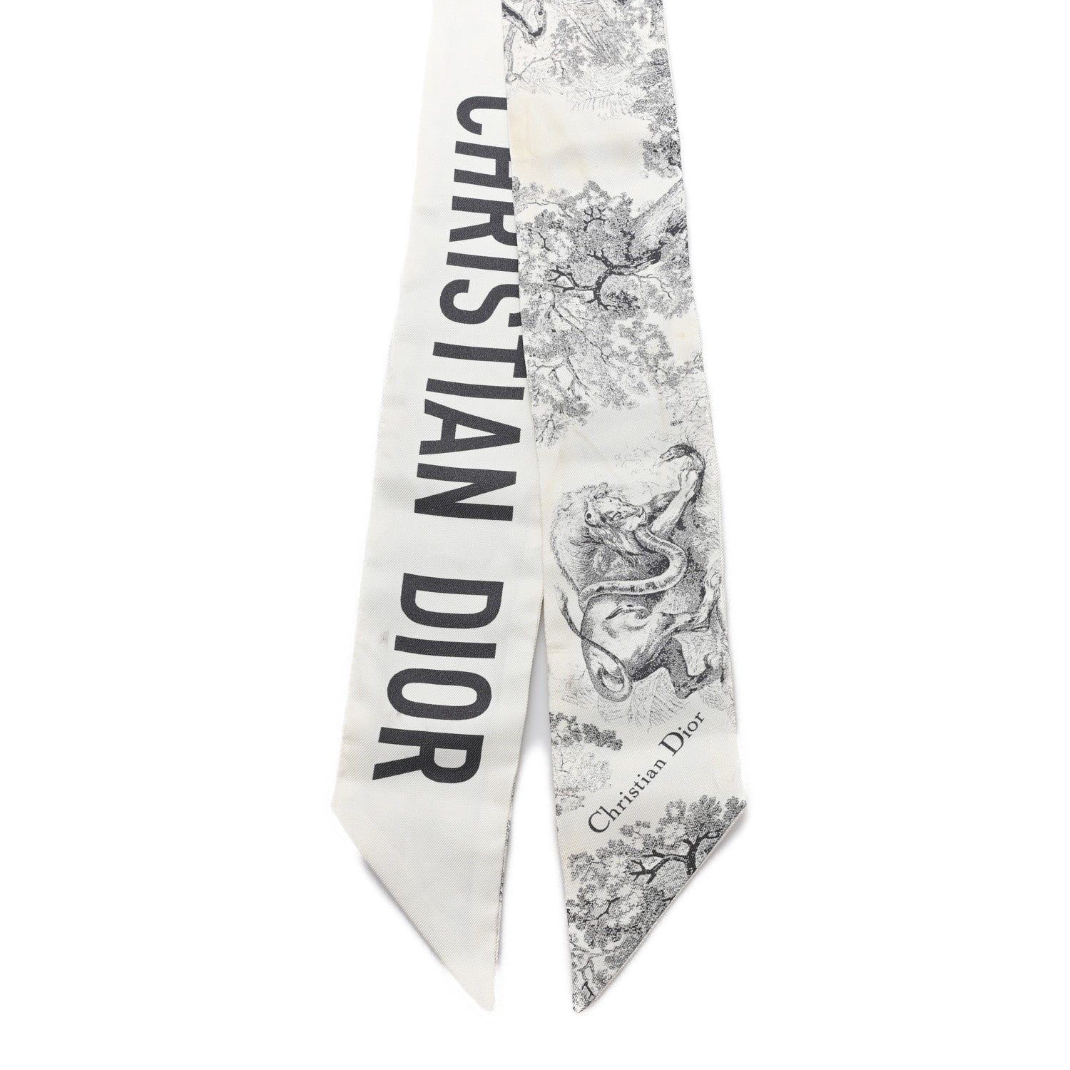Christian Dior Silk Toile De Jouy Mitzah Scarf White 2 of 5