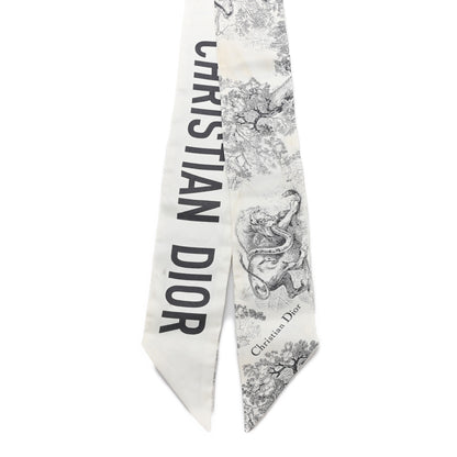 Christian Dior Silk Toile De Jouy Mitzah Scarf White 2 of 5