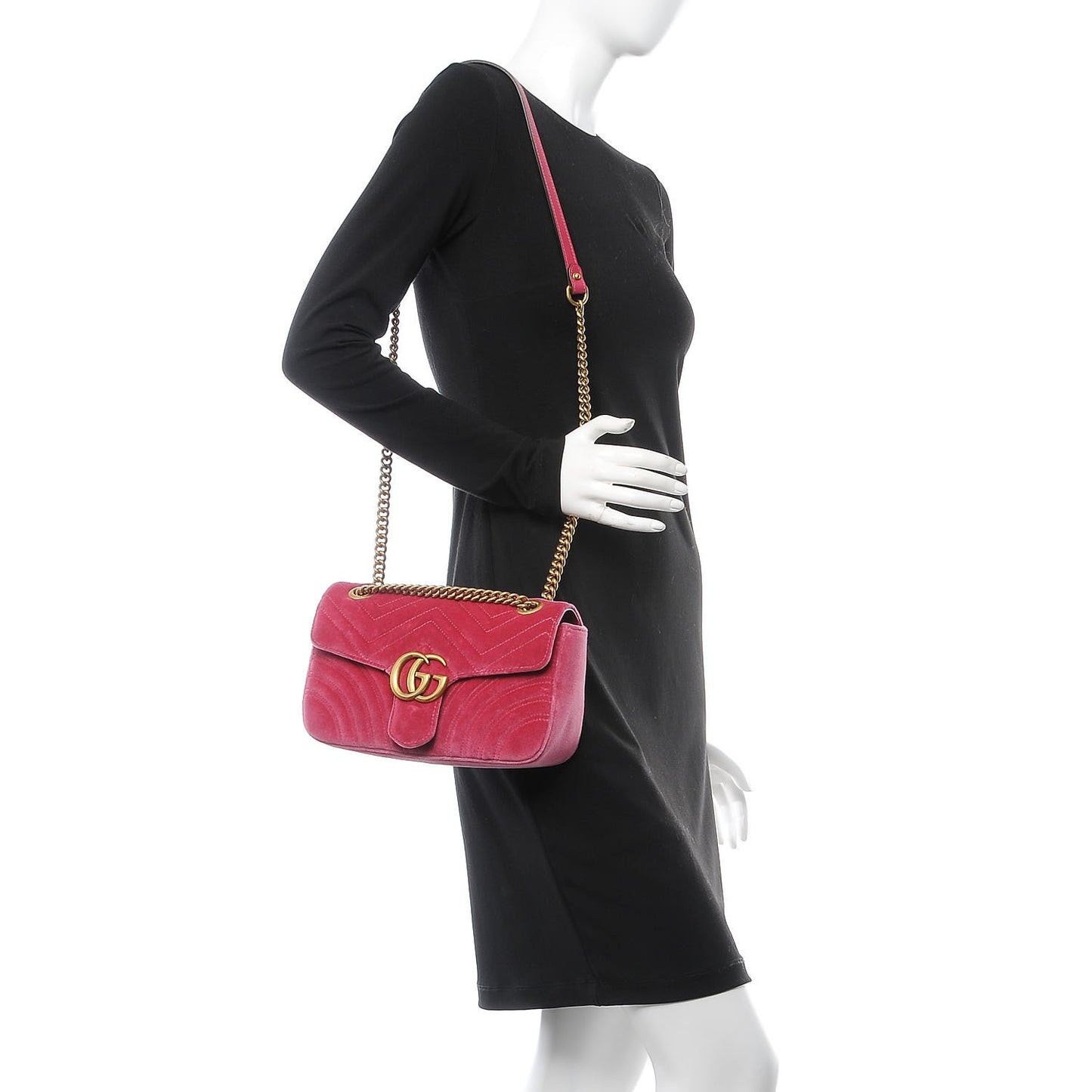 Velvet Matelasse Small GG Marmont Shoulder Bag Light Raspberry Rose