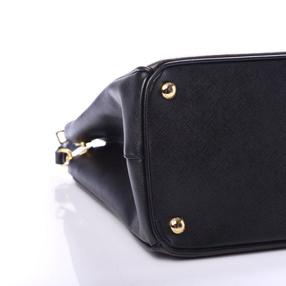 Prada Saffiano Lux Bi-Color Medium Galleria Double Zip Tote Caffe Black 8 of 10